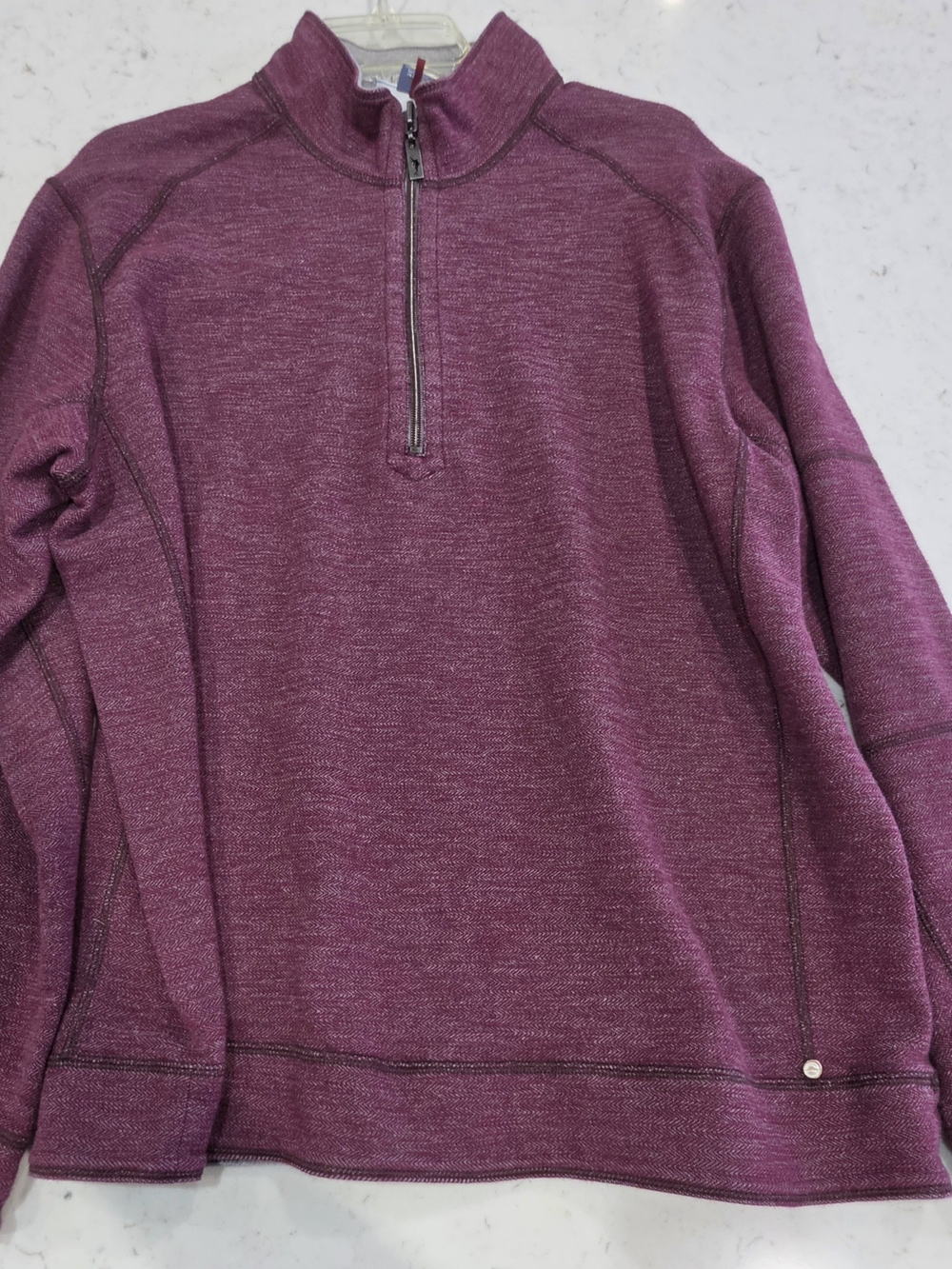 Tommy Bahama Men's Plum Reversible Half-Zip Sweater